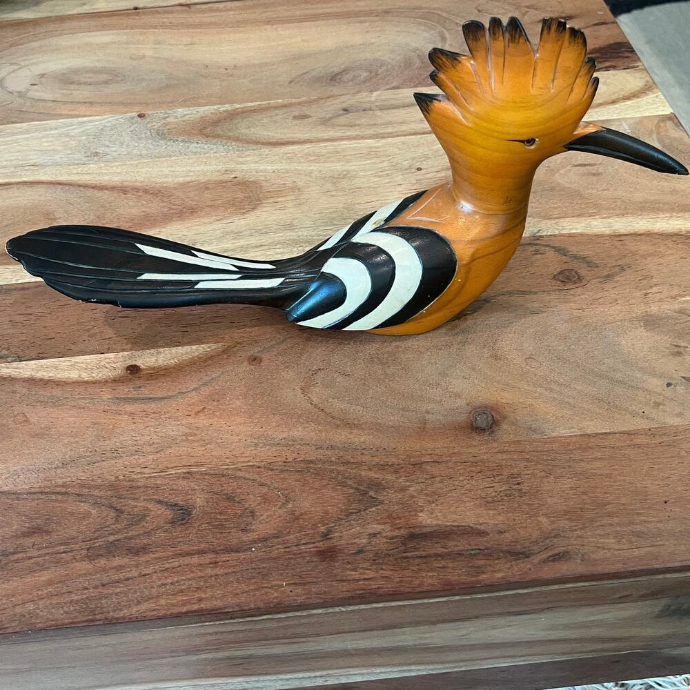 Vintage Artisan Wooden African Hoopoe Bird Sculpture Ltd Ed 2000/2500